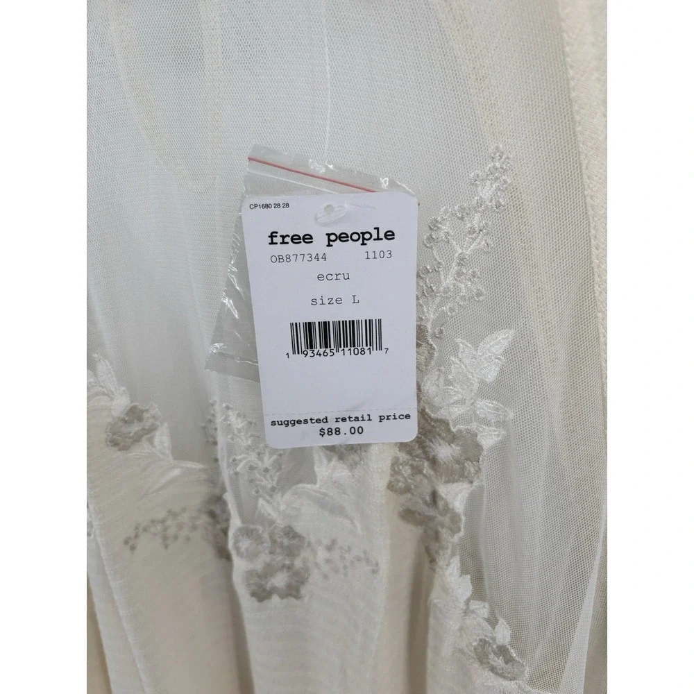 NWT Free People SAHELI Top Sz L Embroidered Boho Festival Coquette MSRP $88
